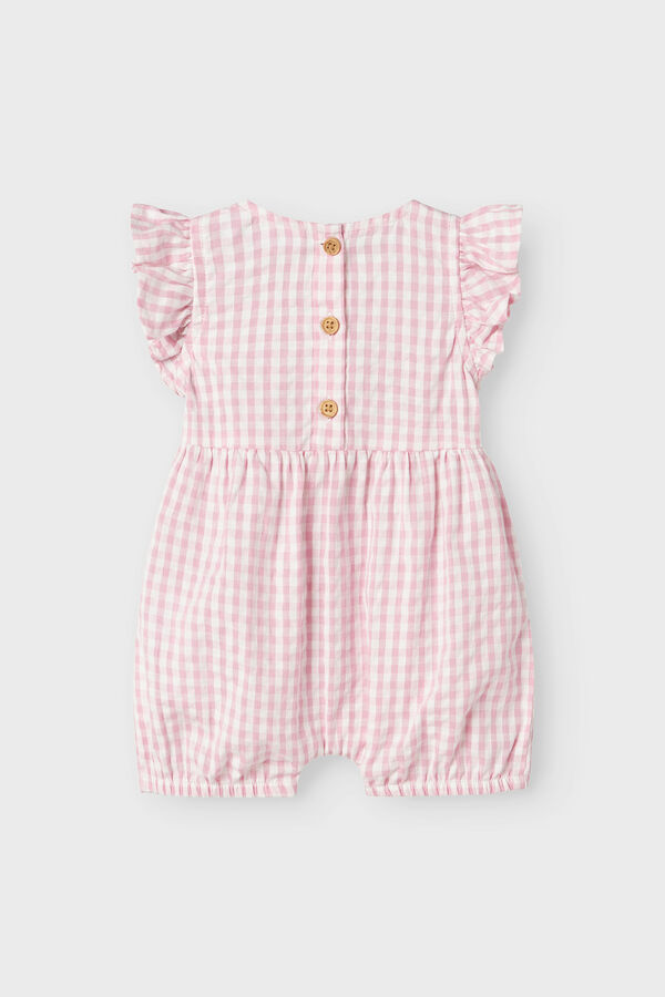 Name it Macacão xadrez Vicky 100% algodão rosa