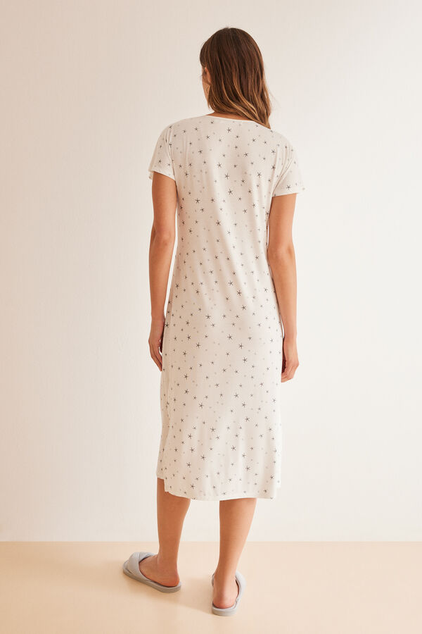 Women'secret Camis&atilde;o midi gris estrelas branco