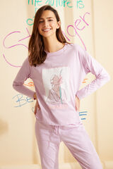 Womensecret Pijama comprido algodão orgânico estampado lilás rosa