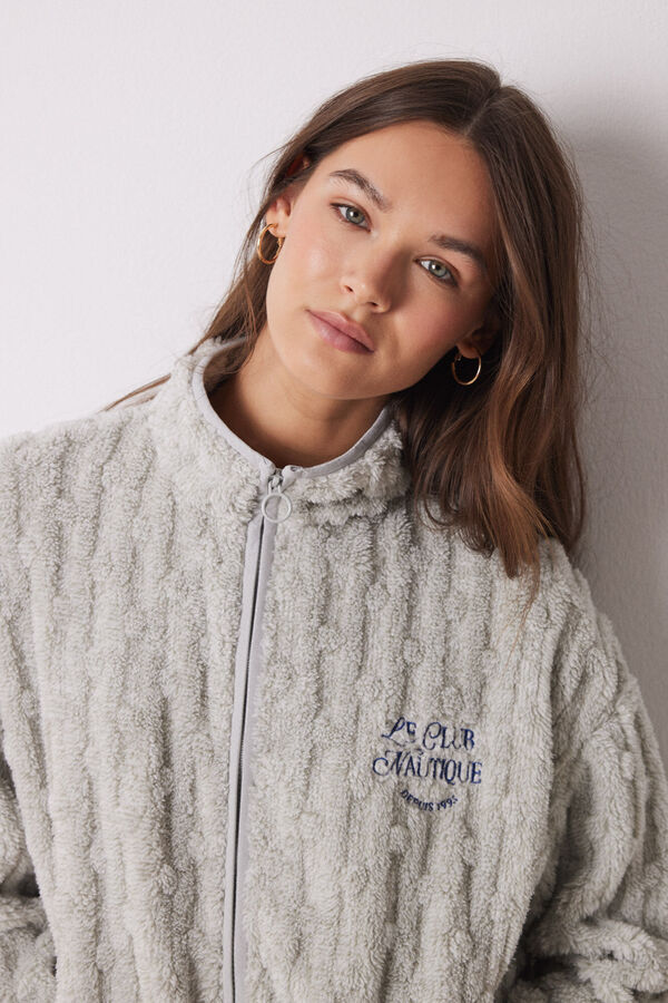 Women'secret Bata corta tejido polar gris gris