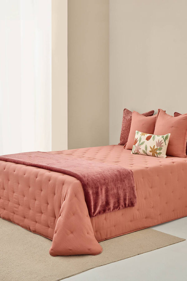 Textura Edred&oacute;n liso reversible puntos rosa