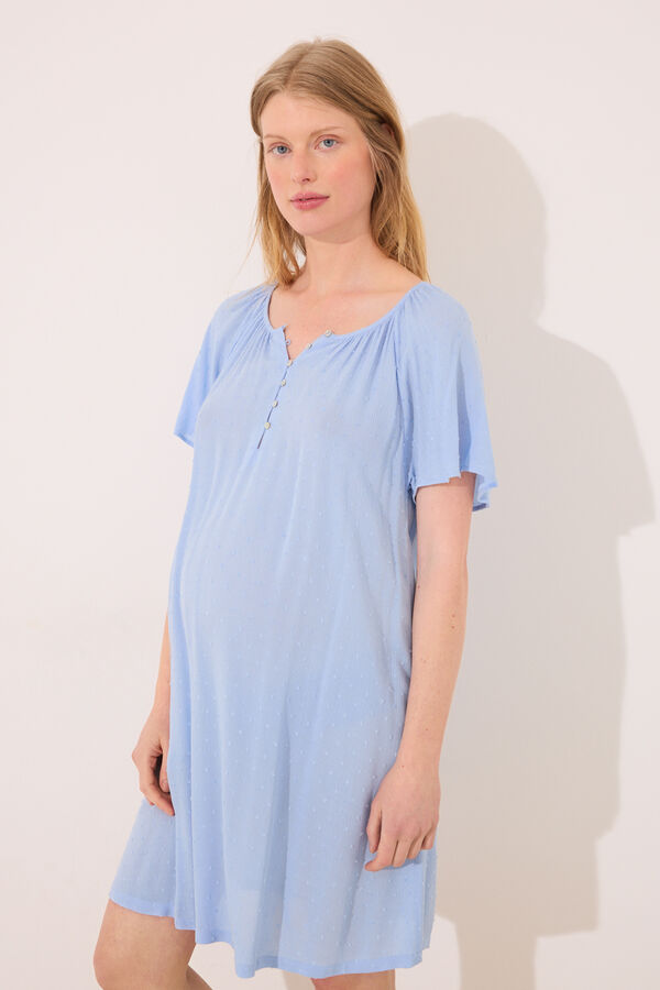 Women'secret Camisola de dormir curta "maternity" em viscose azul azul