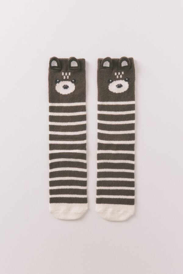 Women'secret Meias longas com estampa de urso 3D azul
