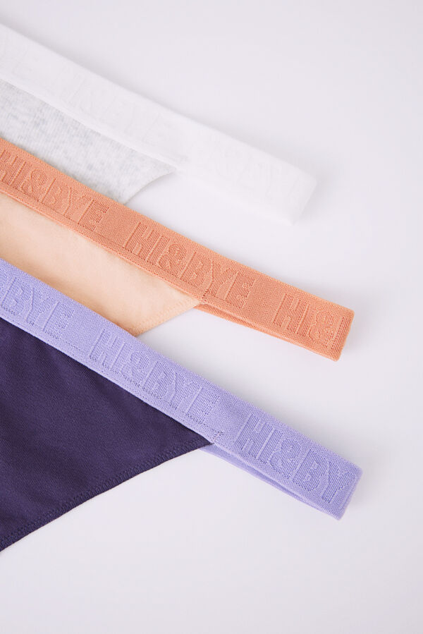 HI&BYE Pack 3 tangas algod&oacute;n gris, morado y naranja multicolor