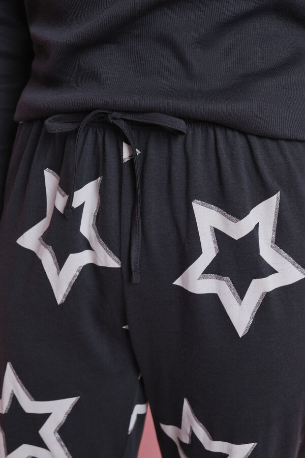 HI&BYE Pijama comprido com estrelas cinzento