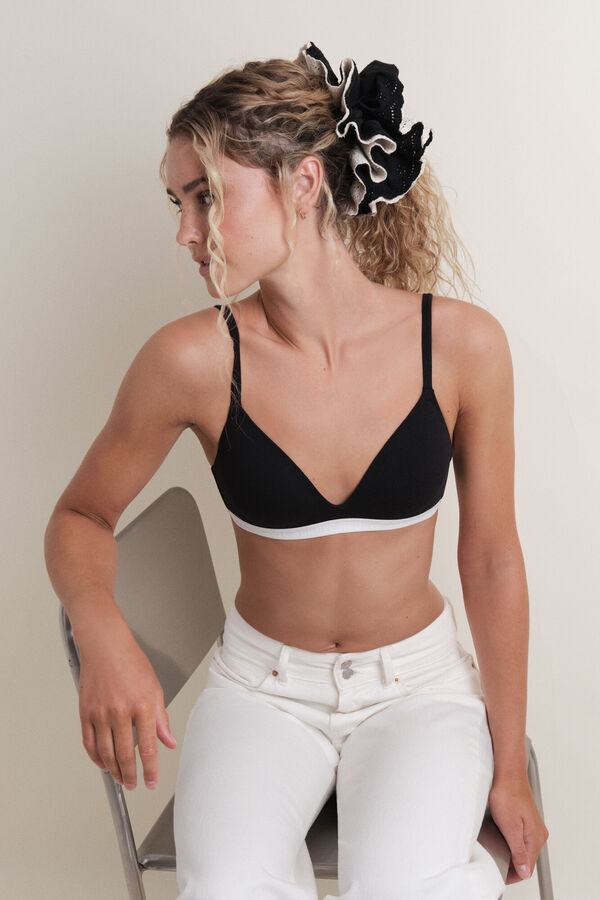 HI&BYE Soutien triangular enchimento fixo preto preto