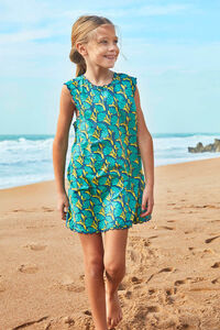 Gocco Vestido floral com laço azul