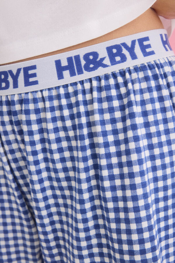HI&BYE Pijama corto 100% algod&oacute;n azul marfil