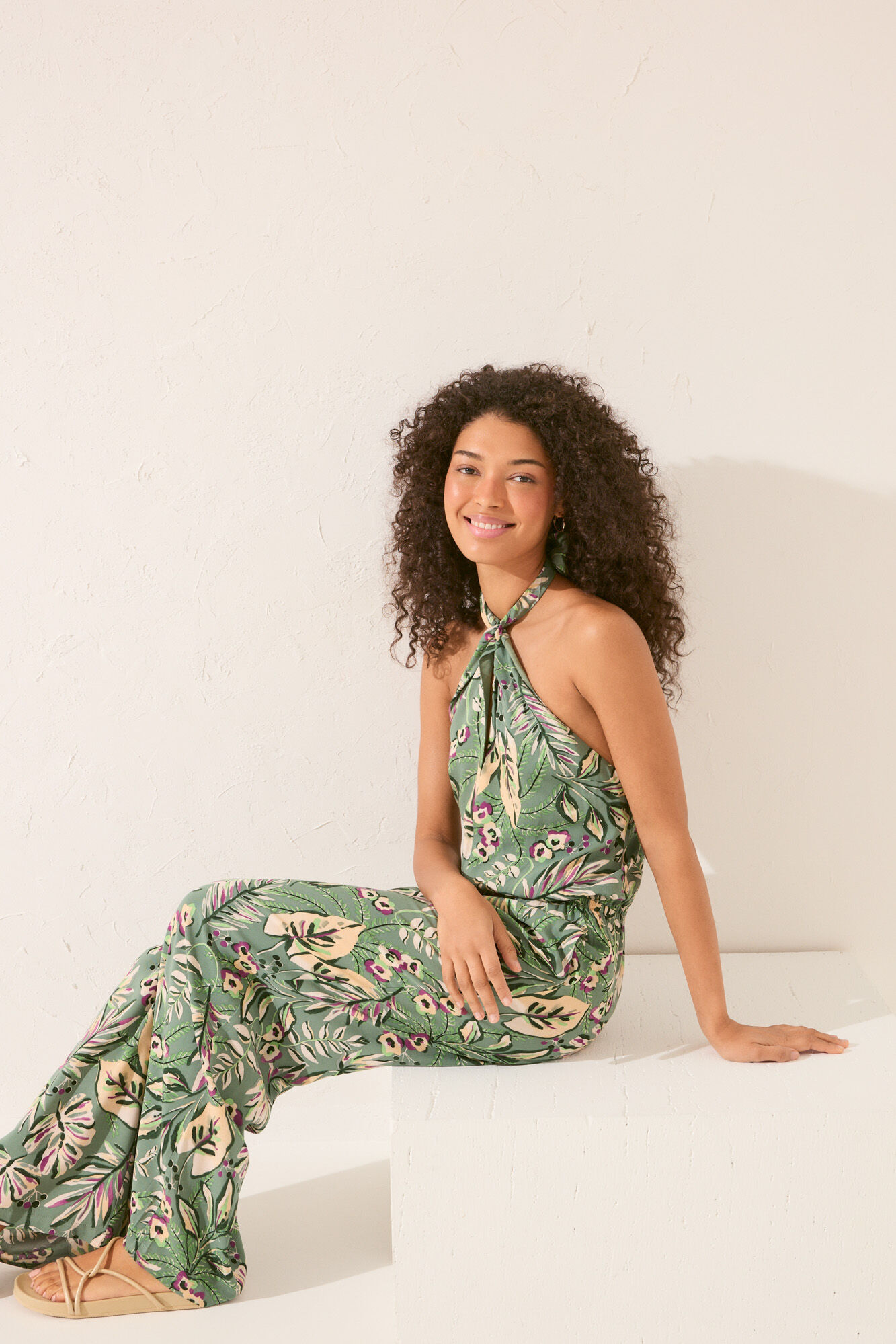 Women'secret Mono largo escote halter print tropical