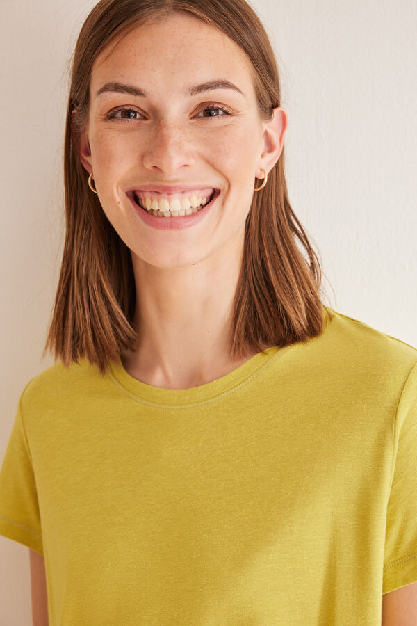 Women'secret Camisola kaki manga curta bege