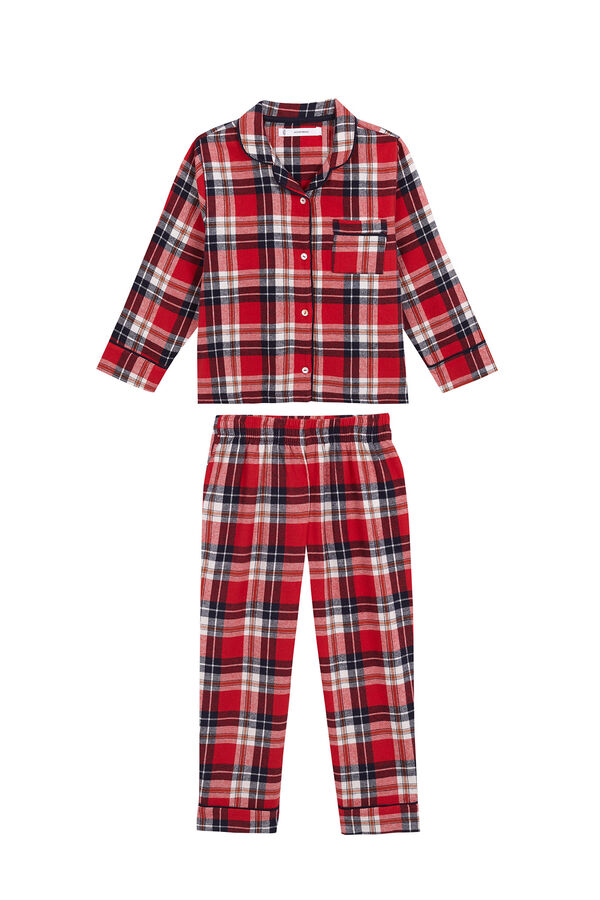 Women'secret Pijama infantil camisa xadrez vermelha 100% algodão estampado