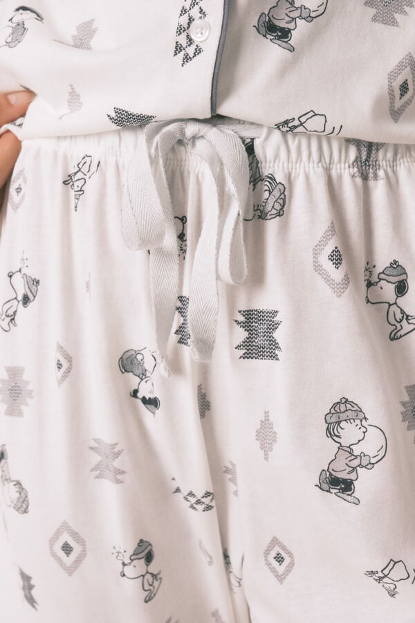 Women'secret Pijama camisero 100% algod&oacute;n Snoopy blanco