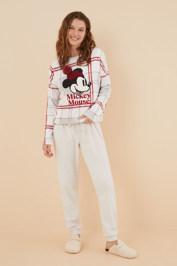 Women'secret Pijama polar 3D Mickey Mouse gris
