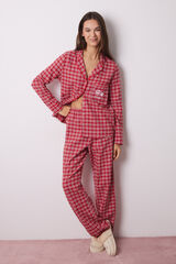 Women'secret Pijama camisero franela 100% algod&oacute;n cuadros estampado