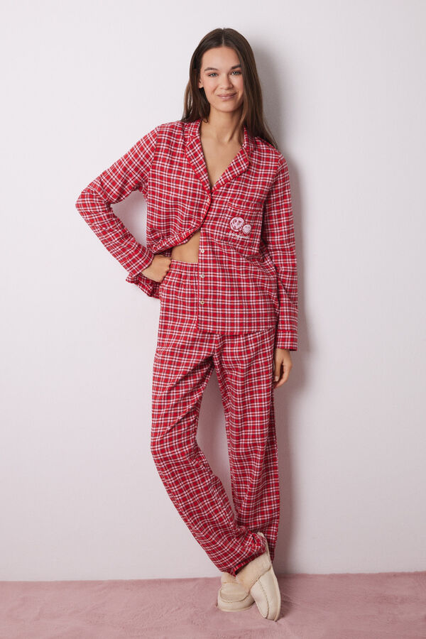 Women'secret Pijama camisero franela 100% algod&oacute;n cuadros estampado