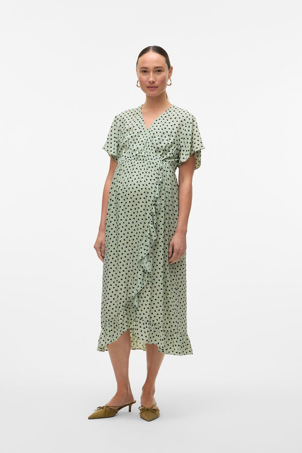 Mamalicious Vestido midi maternity y lactancia verde