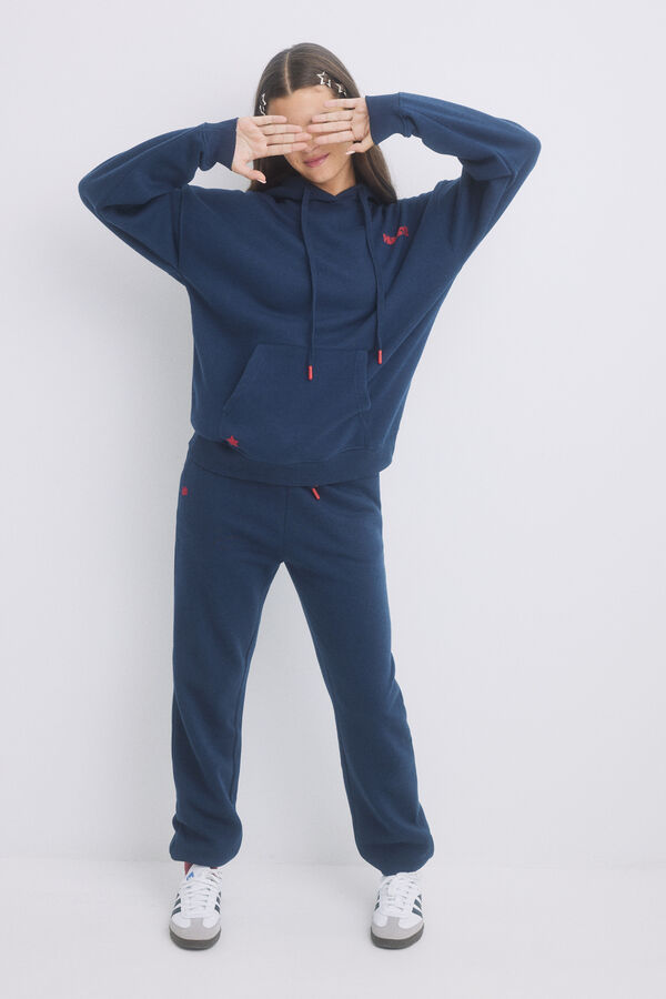 HI&BYE Pantal&oacute;n jogger felpa azul navy azul