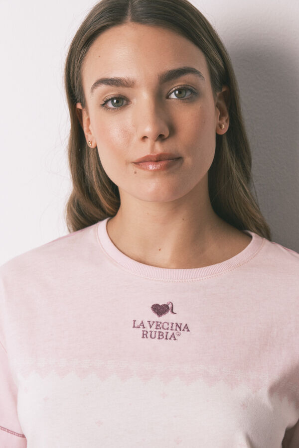 Women'secret Pijama comprido 100% algod&atilde;o com manga curtas rosa