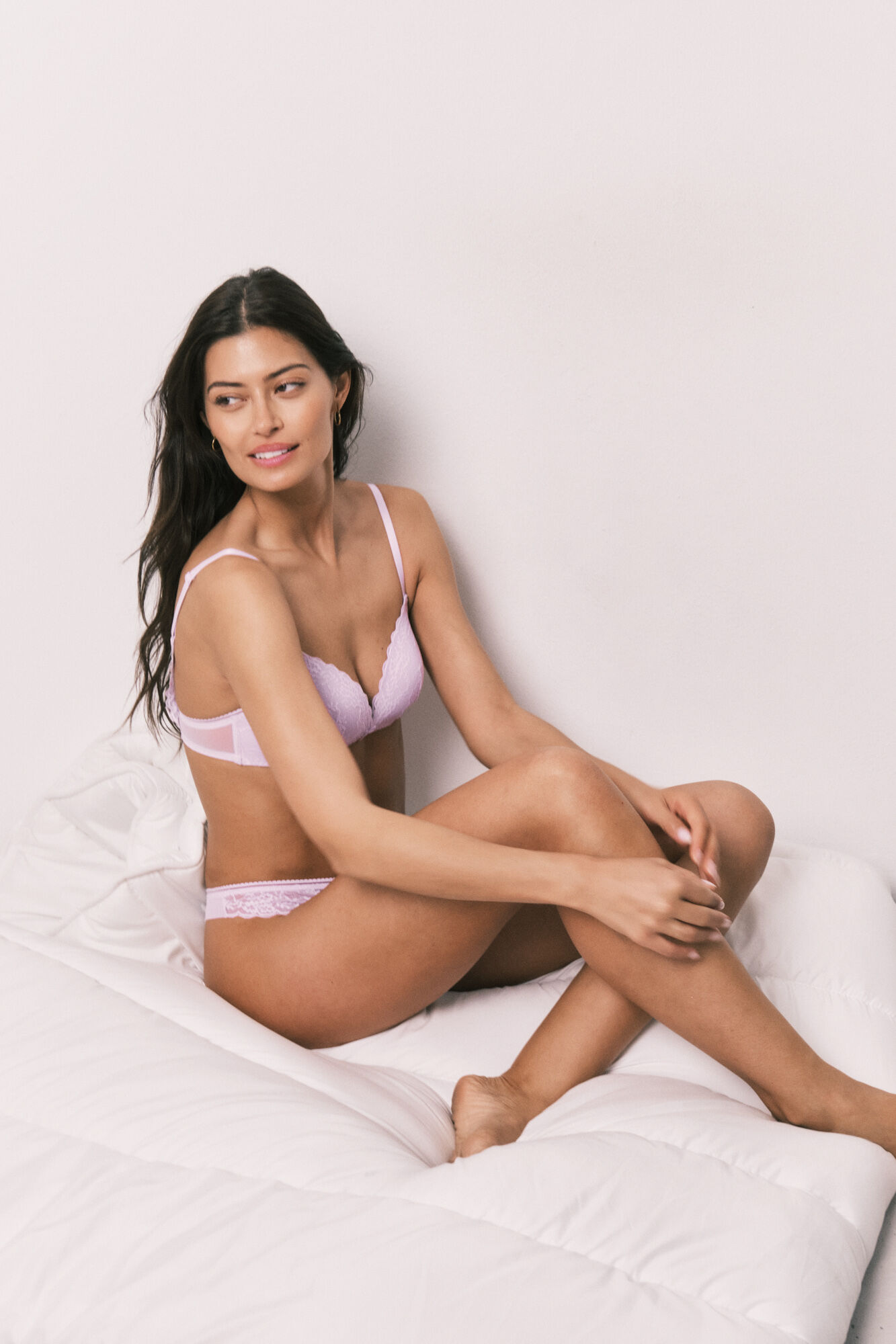 Women'secret Soutien triangular com enchimento em renda lil&aacute;s CHARMING