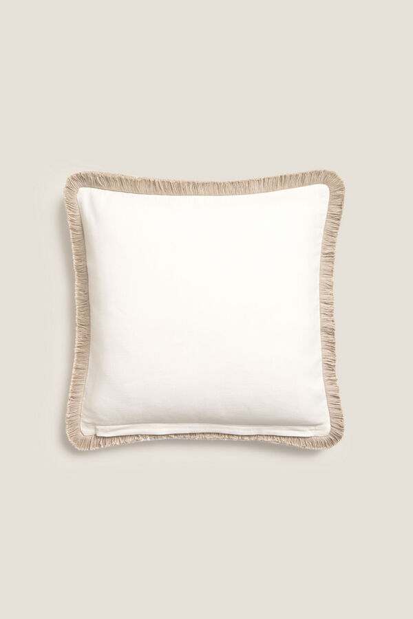 Textura Capa travesseiro algodão franjas cinzento