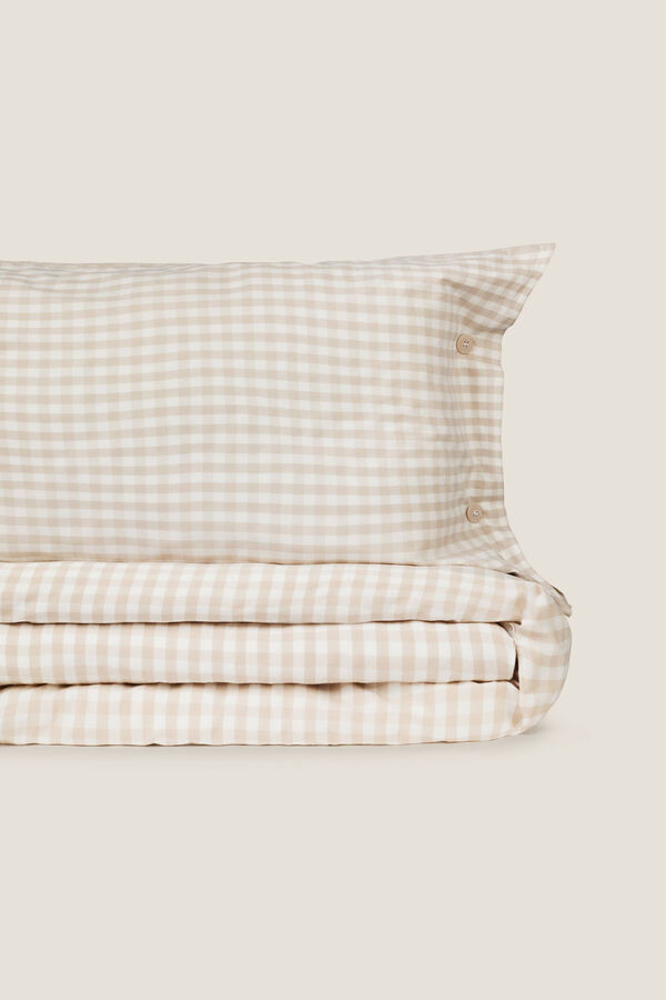 Textura Funda n&oacute;rdica cuadros algod&oacute;n. Cama 180-200cm. nude