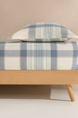 Textura Bajera franela algod&oacute;n cuadros. Cama 150-160 cm. marfil