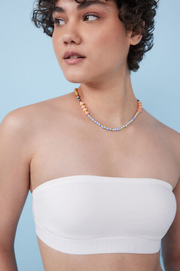 HI&BYE Top bandeau algod&oacute;n blanco marfil