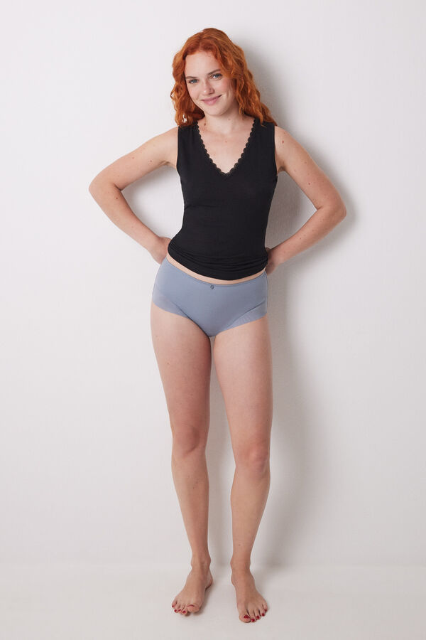 Women'secret Braga alta cl&aacute;sica microfibra azul gris