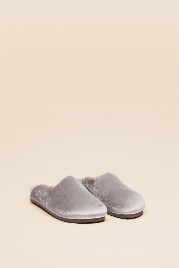 Women'secret Zapatillas casa Harry Potter zueco fieltro pelo gris