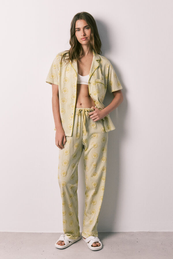 Women'secret Pijama camiseiro em algod&atilde;o verde verde