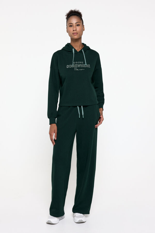 Only Play Sudadera suave con capucha y estampado frontal turquesa