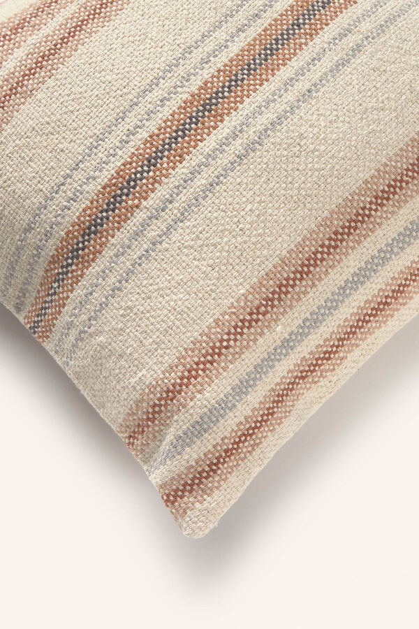 Calma House Funda de coj&iacute;n cuadrada a rayas multicolor Peru naranja