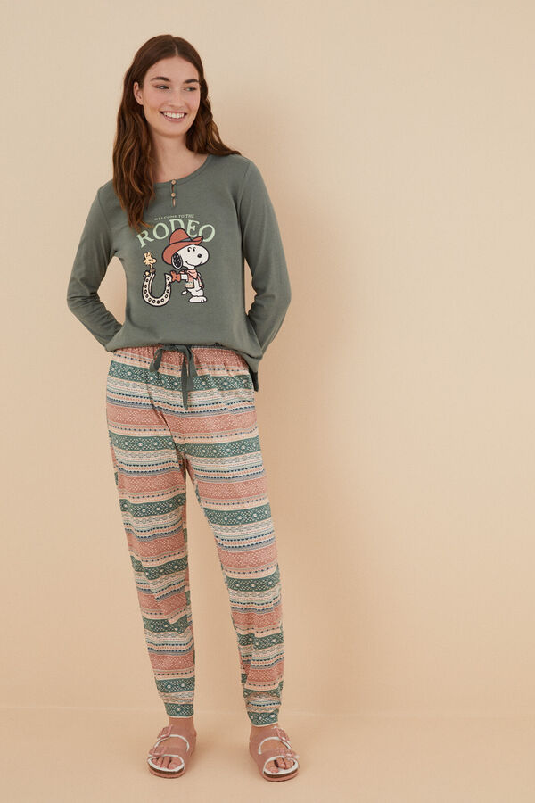 Women'secret Pijama 100% algod&oacute;n Snoopy verde verde