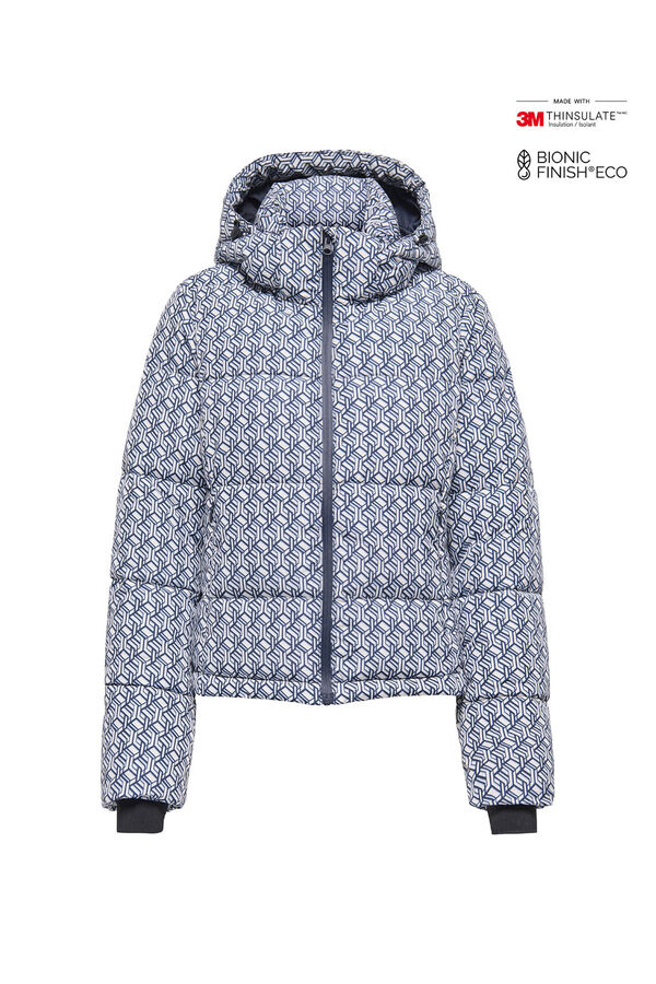 Only Play Casaco ski acolchoado t&eacute;cnico estampado para mulher branco