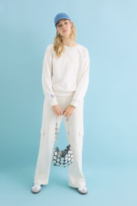 HI&BYE Cal&ccedil;as compridas flare felpa marfim