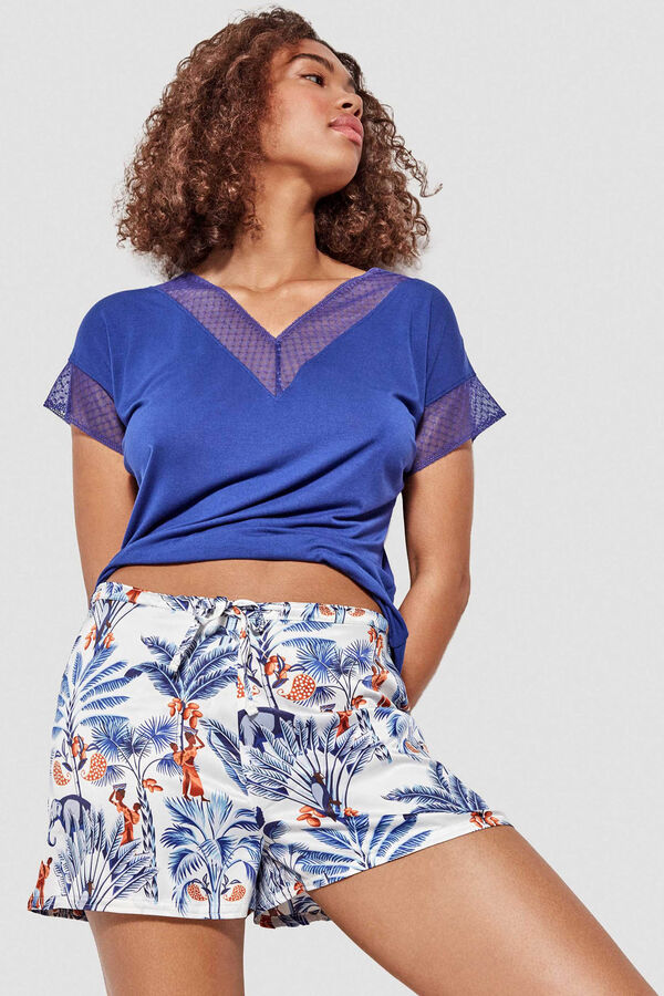 Gisela Camiseta manga corta lisa azul