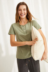 Womensecret Camiseta panadera algodón verde estampado