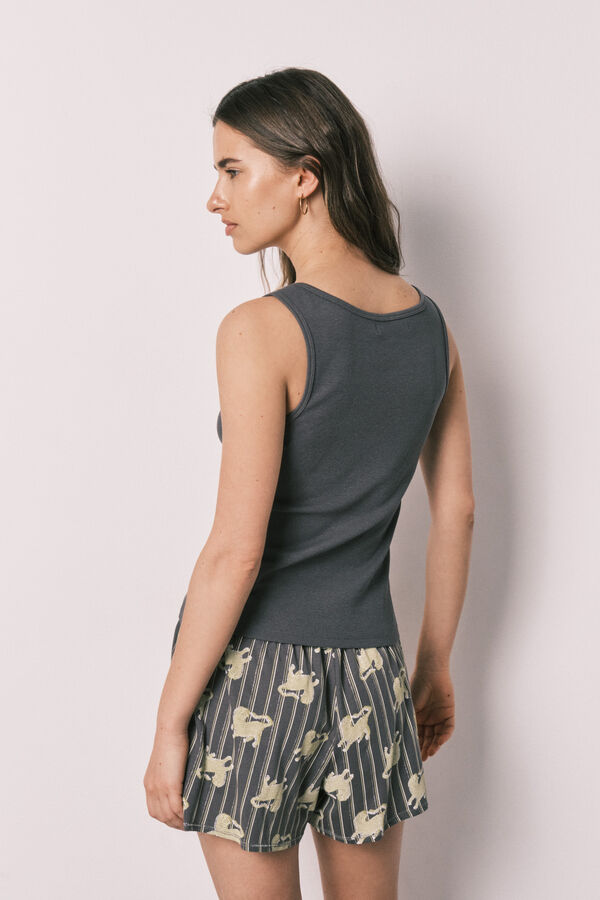 Women'secret Pijama curto em algod&atilde;o cinza cinzento