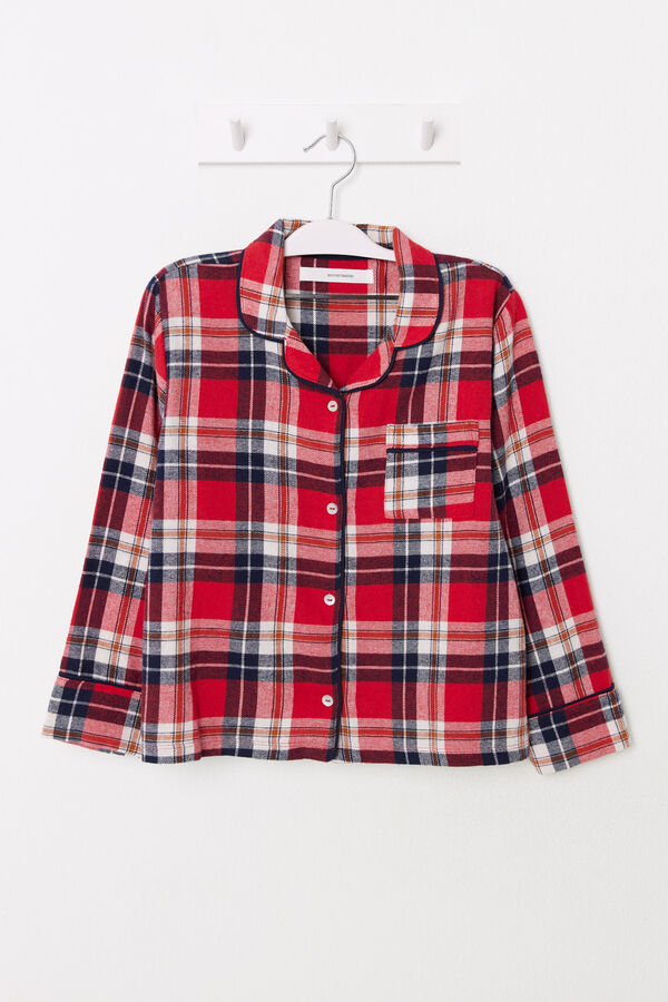 Women'secret Pijama infantil camisa xadrez vermelha 100% algodão estampado