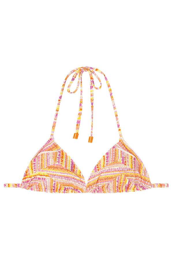 Women'secret Top bikini triangular patchwork lurex estampado