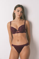 Women'secret Tanga encaje y terciopelo burdeos burdeos
