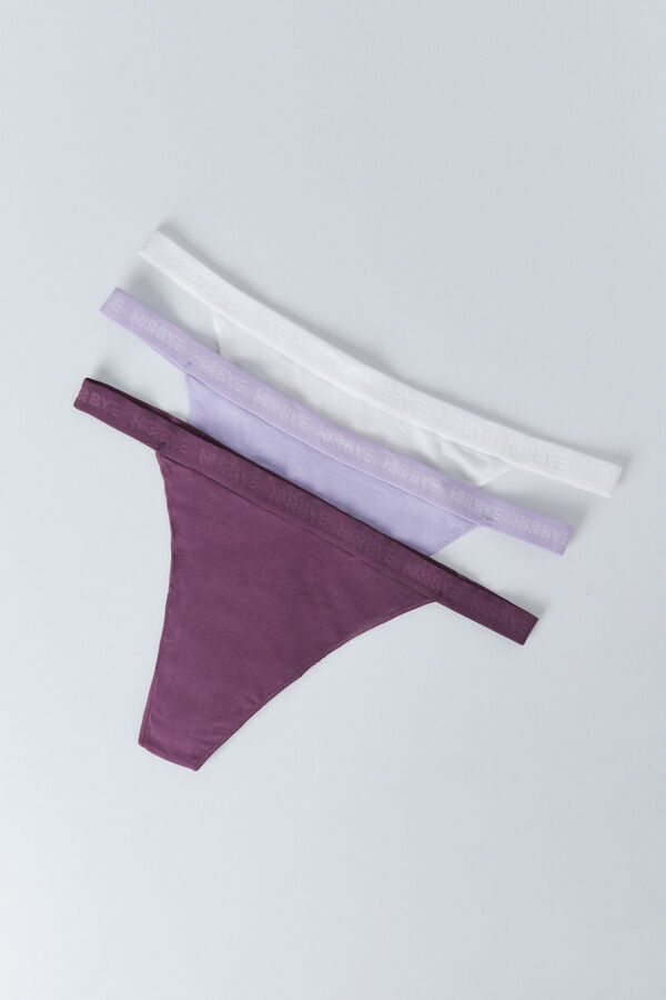 HI&BYE Pack 3 tangas morado, lila, blanco blanco