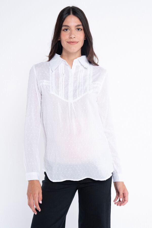 Ohma! Blusa lactancia de plumetti blanco