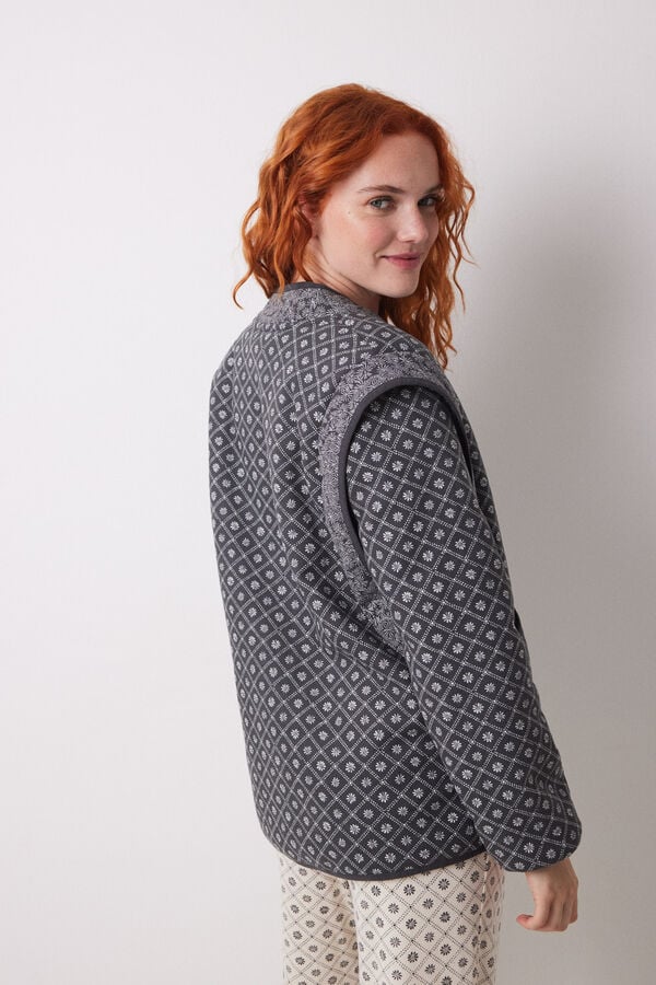 Women'secret Robe curto estampado com selo dupla face cinzento