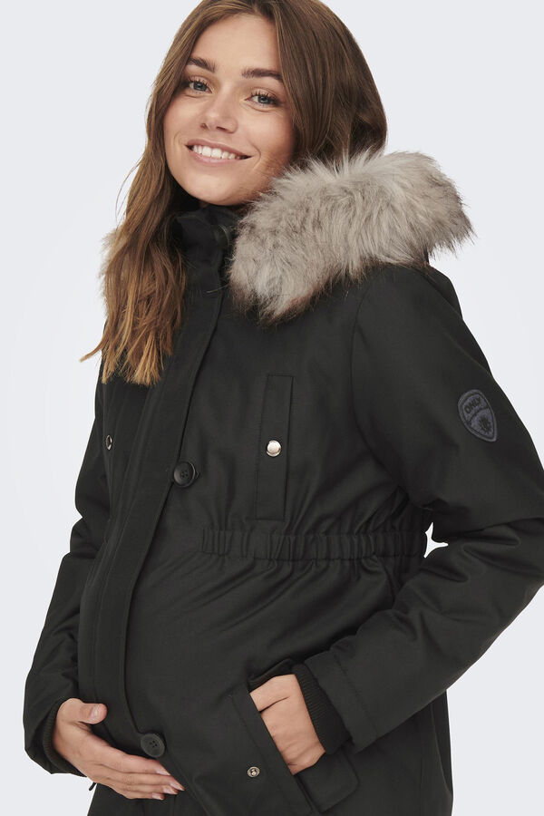 Only Maternity Parka premam&aacute; con capucha detalle pelo negro