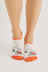 Womensecret Pack 3 calcetines invisibles algodón Snoopy tricolor blanco
