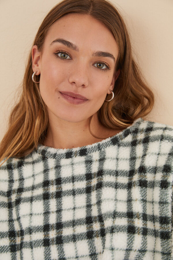 Women'secret Pijama polar xadrez verde estampado