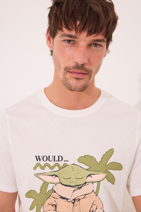 Women'secret Pijama curto de algod&atilde;o Yoda cinza cinzento