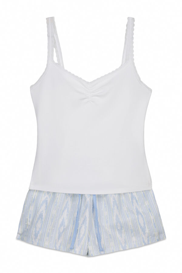 Women'secret Pijama curto de al&ccedil;as em algod&atilde;o branco bege