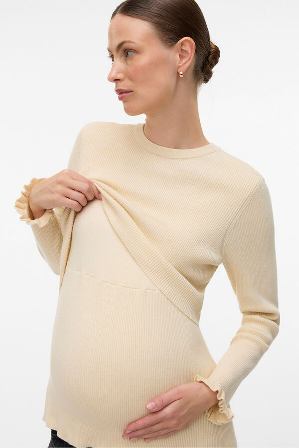 Mamalicious Top de punto maternity y lactancia beige